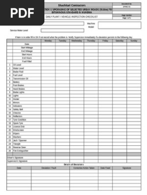 Daily Vehicle Inspection Checklist