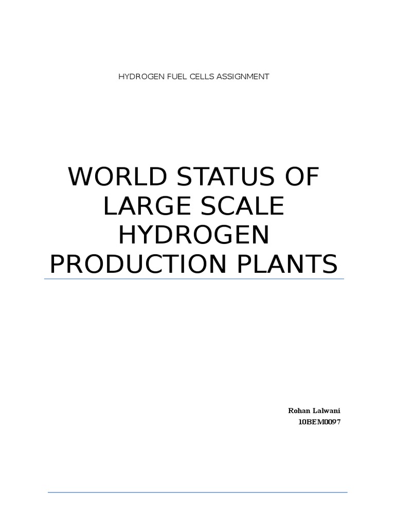 Status of Large Scale Hydrogen Production Plants | PDF | Fuel Cell ...
