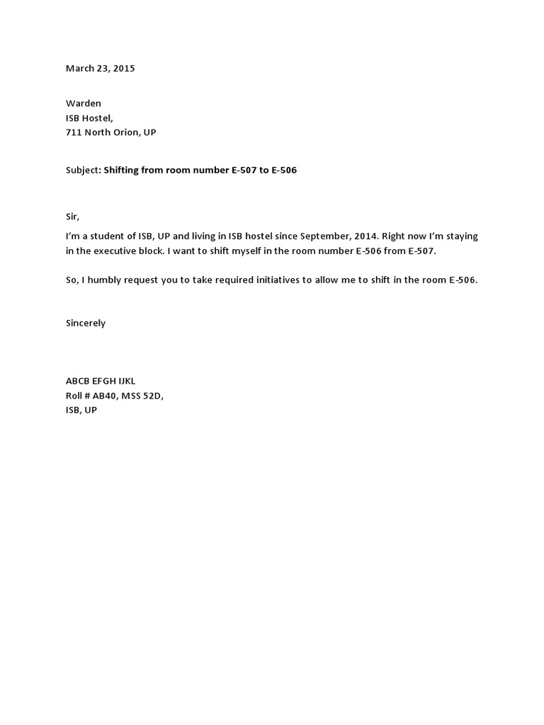 Application Room Shifting