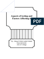 Aspects of Testing and Factors Affecting It