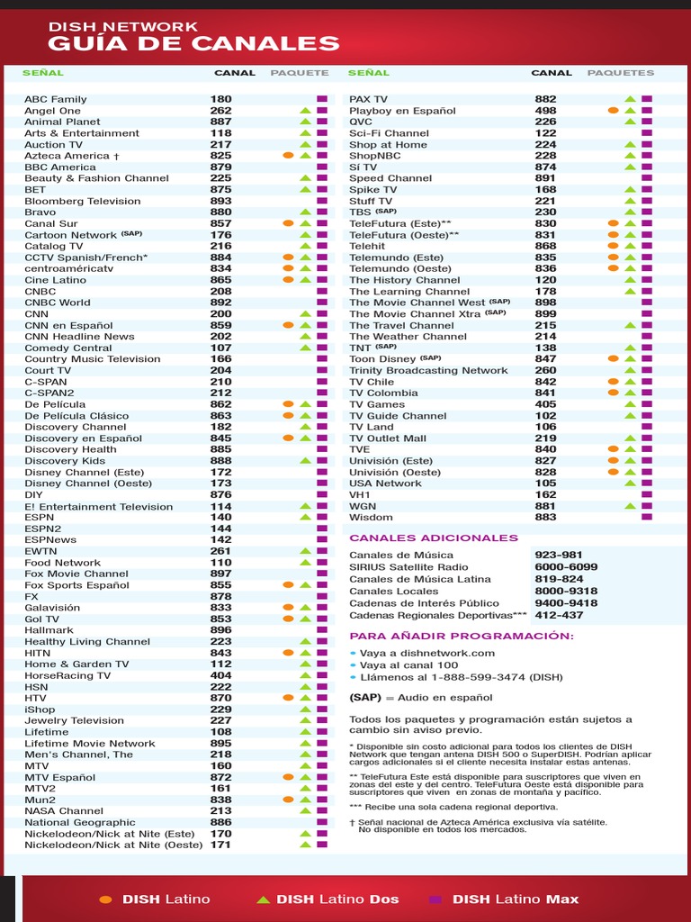 Printable Dish Channel Guide In Bw