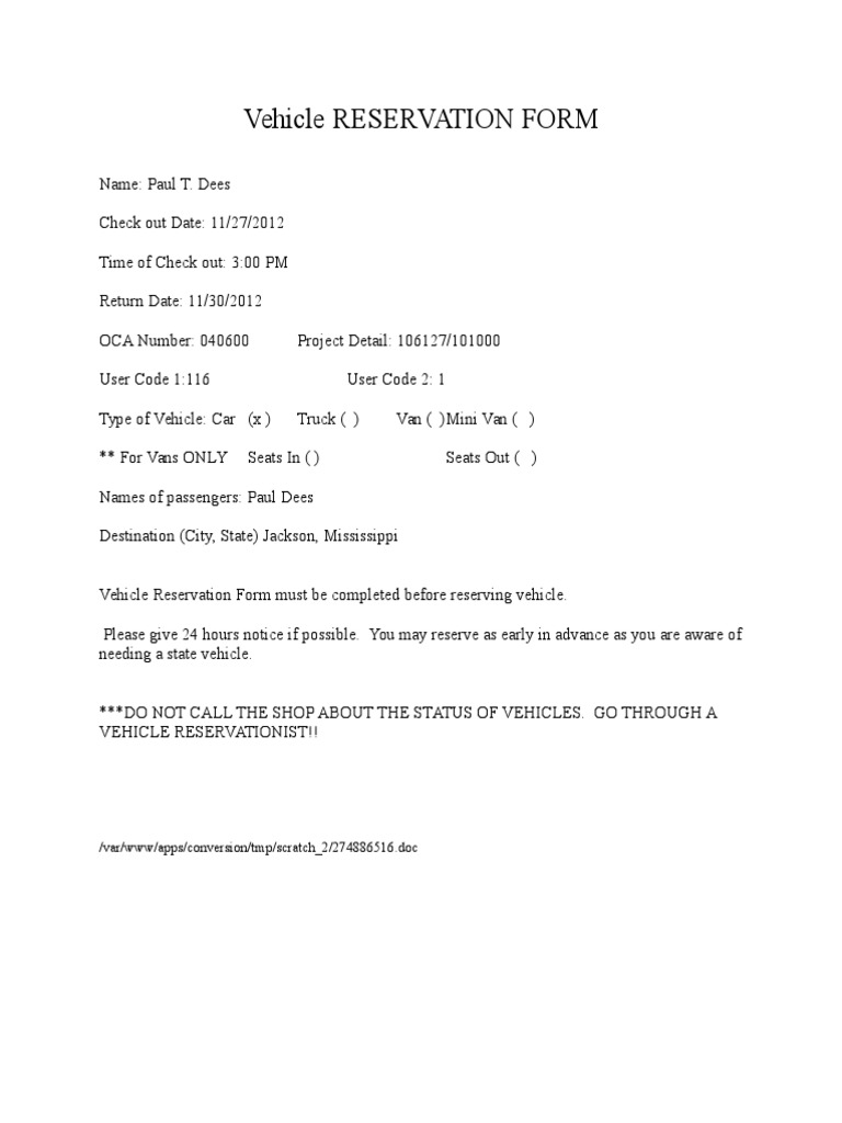 State Vehicle Reservation Guide | PDF
