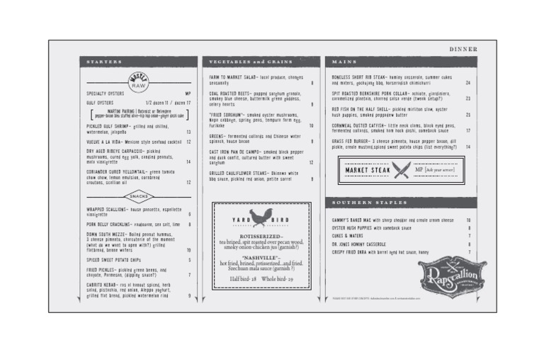 Rapscallion Dinner Menu | PDF