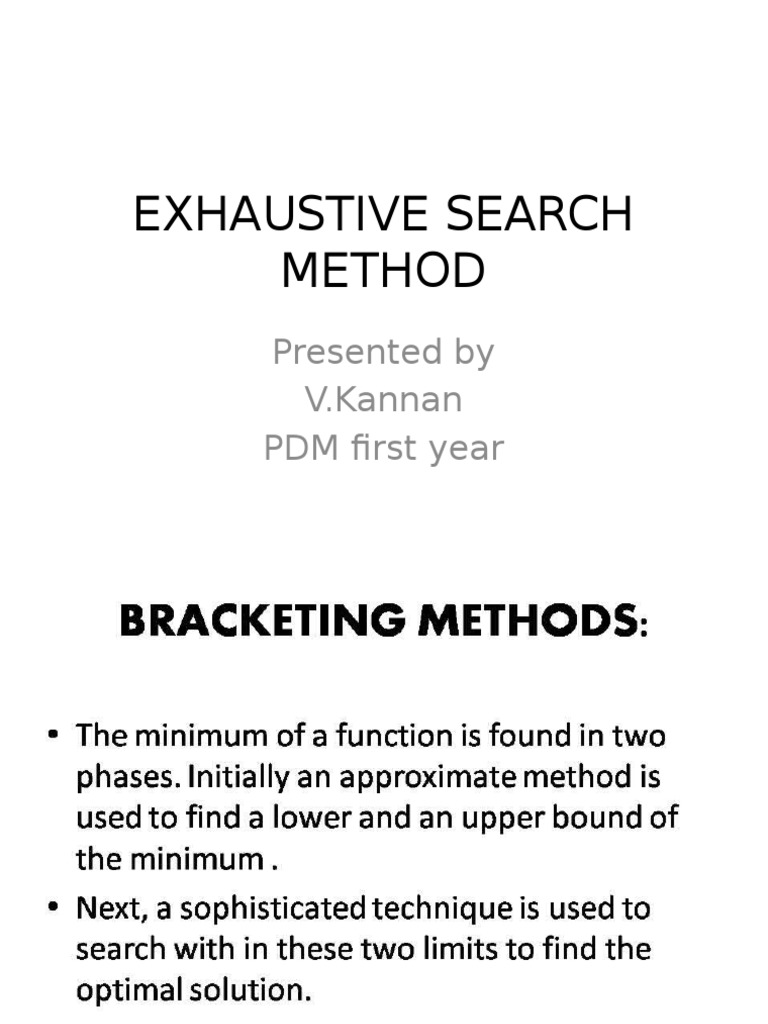 Exhaustive Search Method Overview | PDF