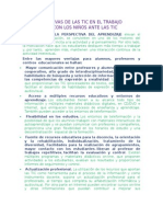 Las Perspectivas de Las Tic en El Trabajo Pedagogico Con Los Niños Ante Las Tic