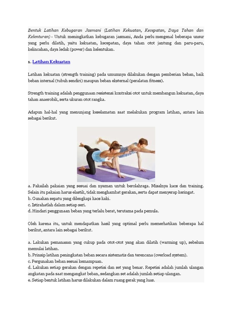 Bentuk Latihan Kebugaran Jasmani Pdf