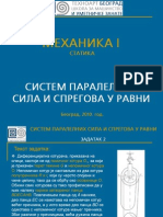 0442 - Систем паралелних сила и спрегова у равни - Задатак 2