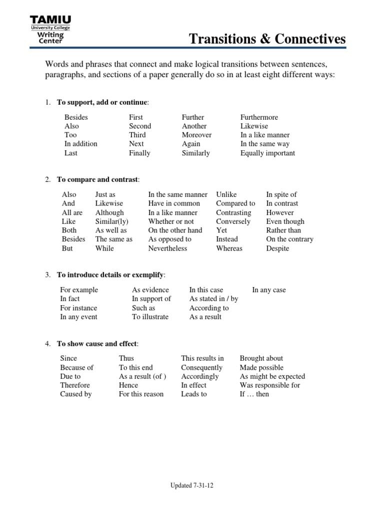 Transitions and Connectives | PDF