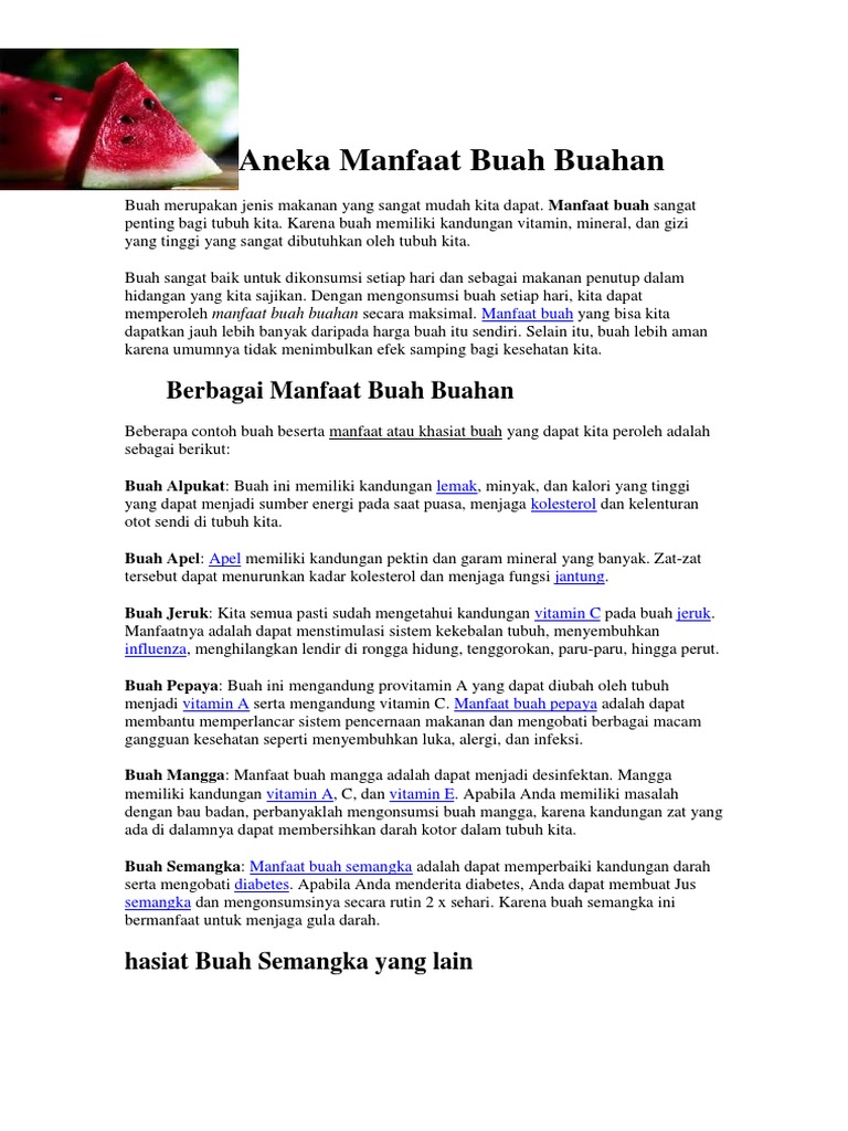 Aneka Manfaat Buah Buahan Pdf