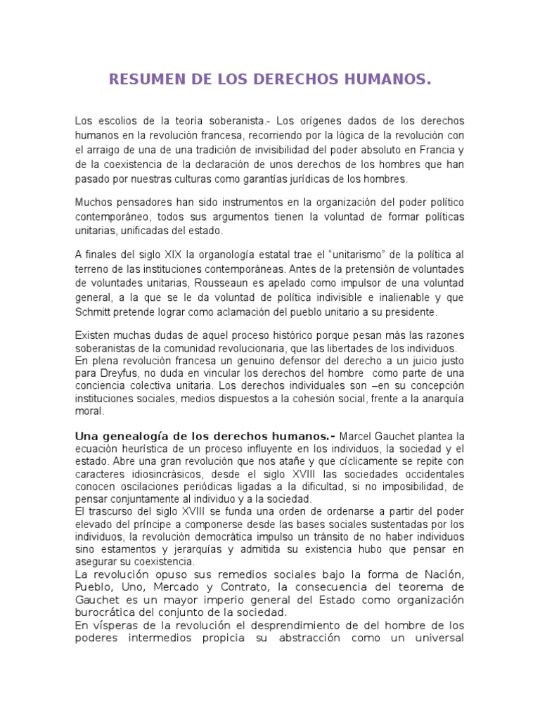 Resumen de Los Derechos Humanos (1) Derechos humanos Estado (política)