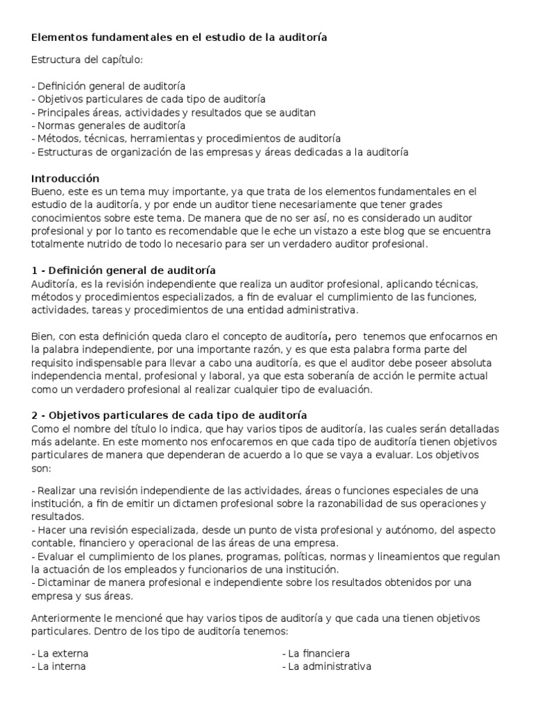 Elementos Clave de la Auditoría | PDF | Auditoría | Contralor