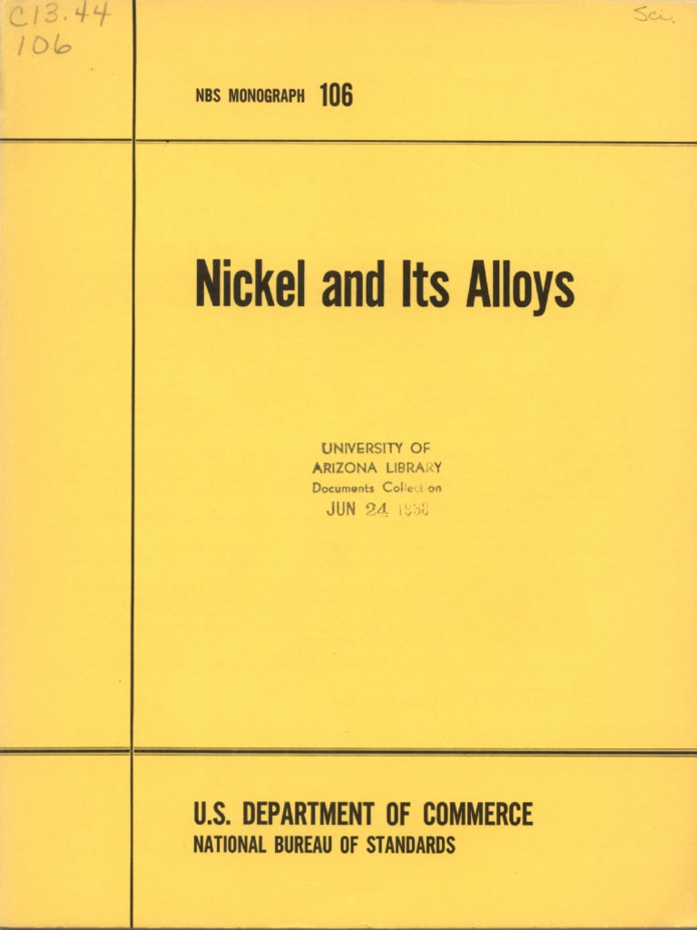 Nickel and Its Alloys by Samuel Rosenberg PDF Nickel Smelting