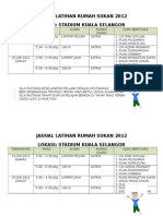 Jadual Latihan Rumah Sukan 2012