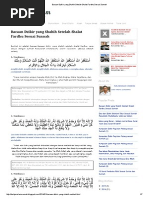 Bacaan Dzikir Yang Shahih Setelah Shalat Fardhu Sesuai Sunnah Pdf