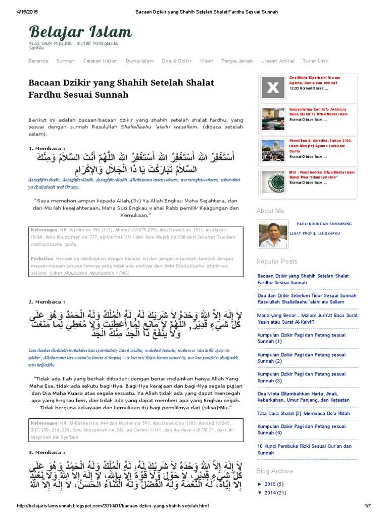 Doa Wirid Setelah Sholat Fardhu Pdf