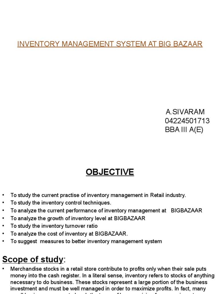 Inventory Control Analysis at Big Bazaar | PDF | Inventory | Science