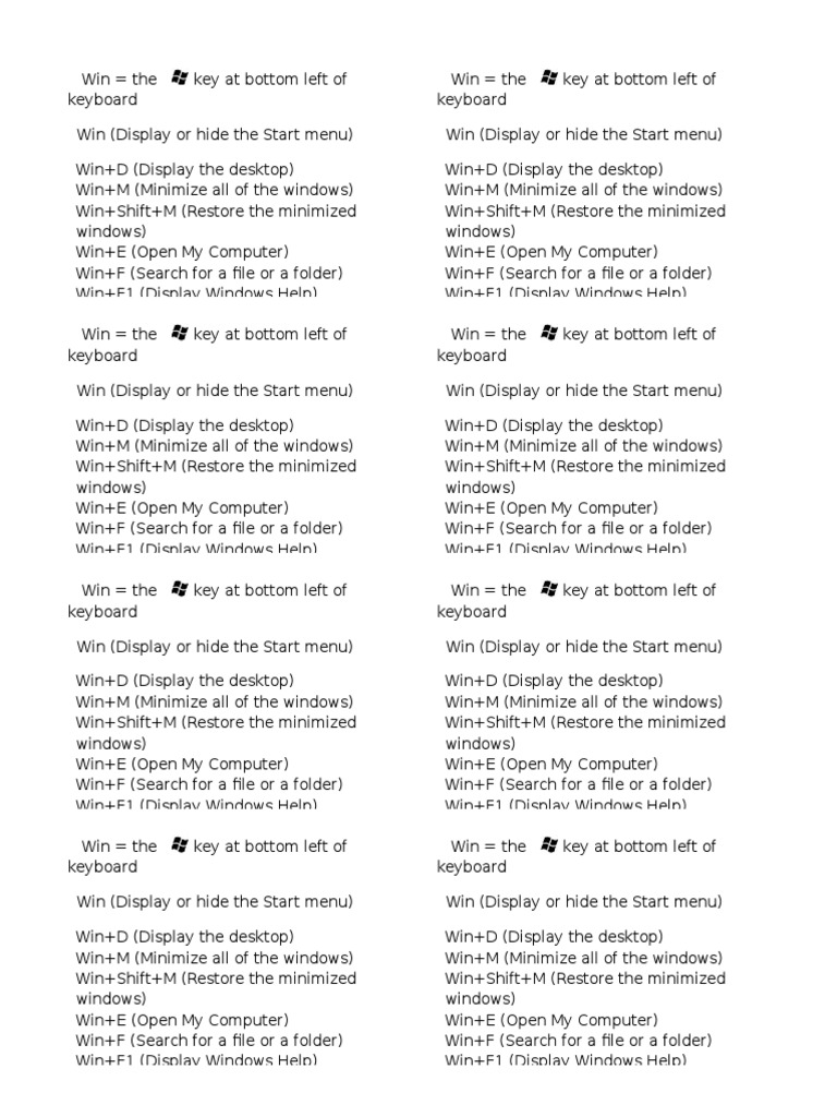 Essential Windows Key Shortcuts | PDF