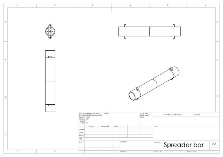 Spreader Bar Drawing Specifications | PDF | Technology & Engineering
