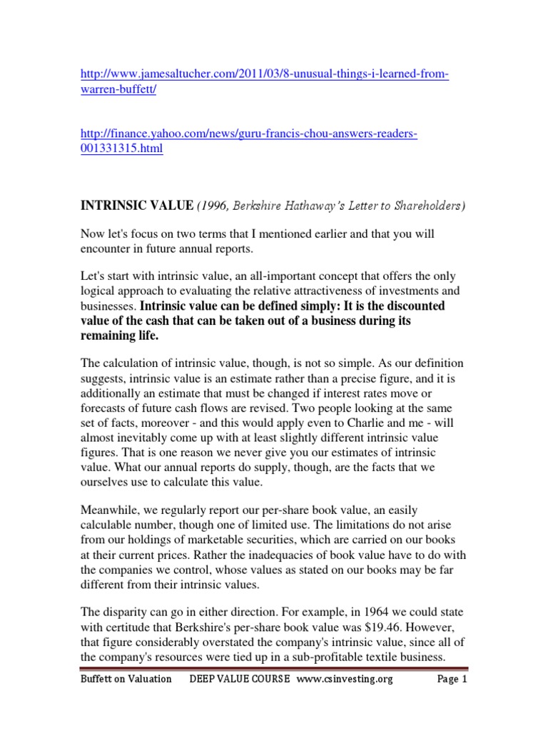 Understanding Intrinsic Value in Investing | PDF | Valuation (Finance ...