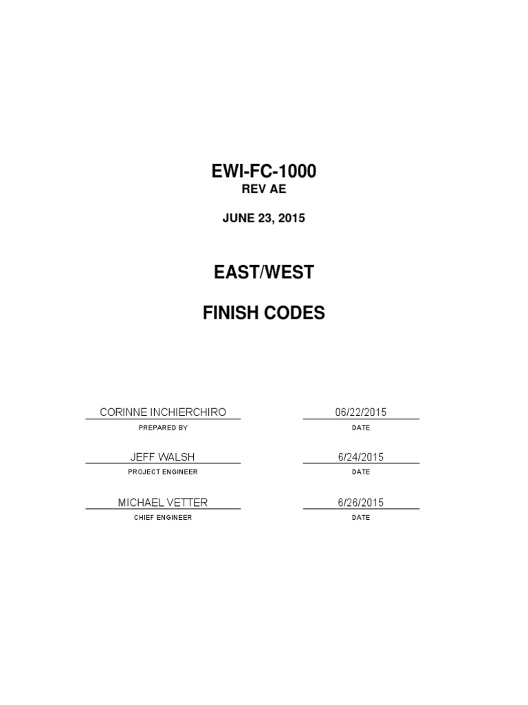 East/west Finish Codes | PDF | Chromium | Procedural Knowledge