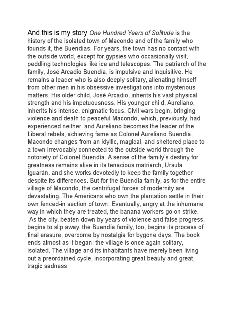 One Hundred Years of Solitude Summary | PDF