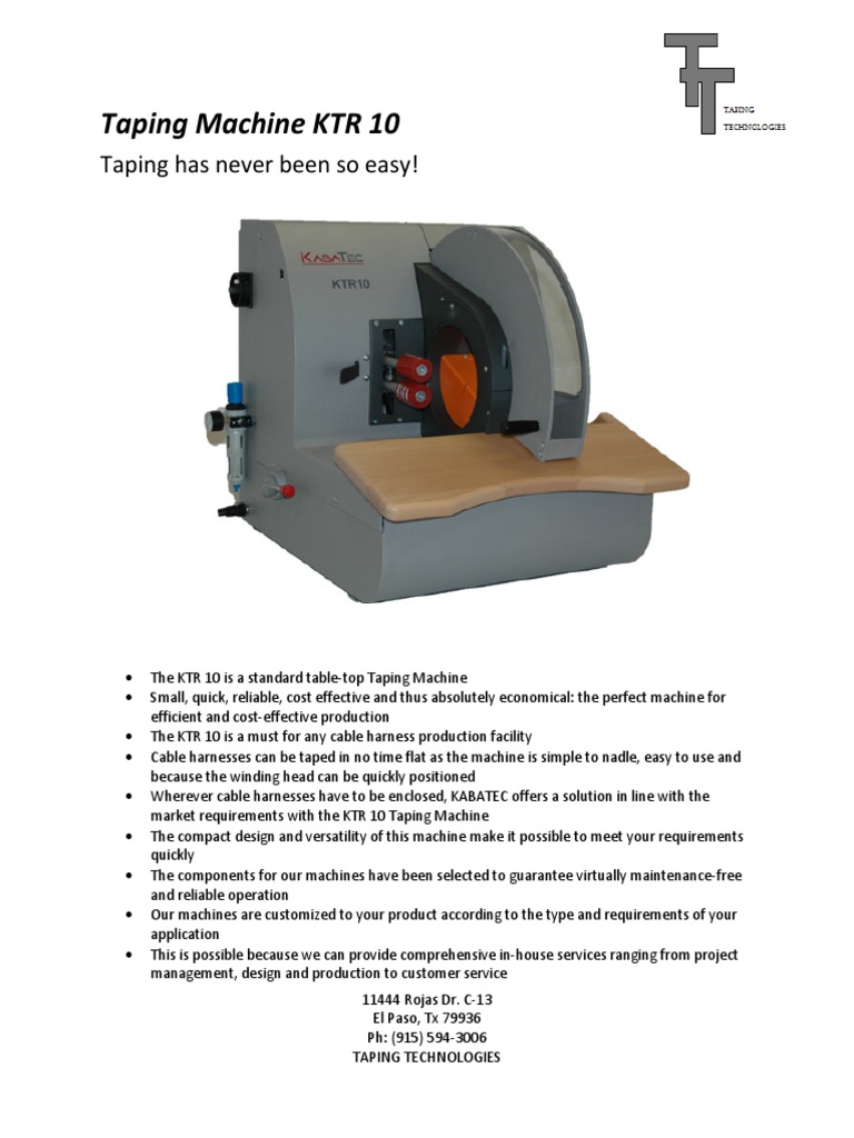 Taping Machine KTR 10: Taping Has Never Been So Easy! | PDF