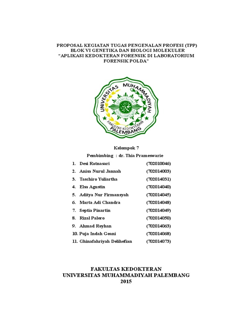 Cover Proposal TPP BLOK VI | PDF