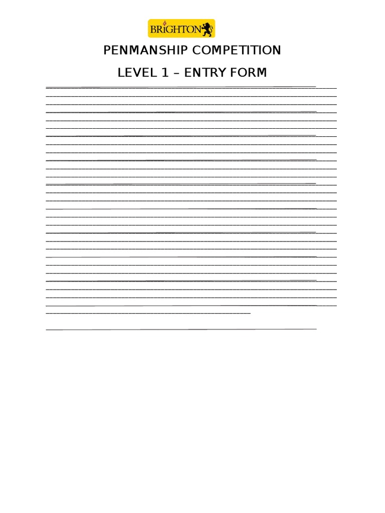 Penmanship Competition Entry Form | PDF