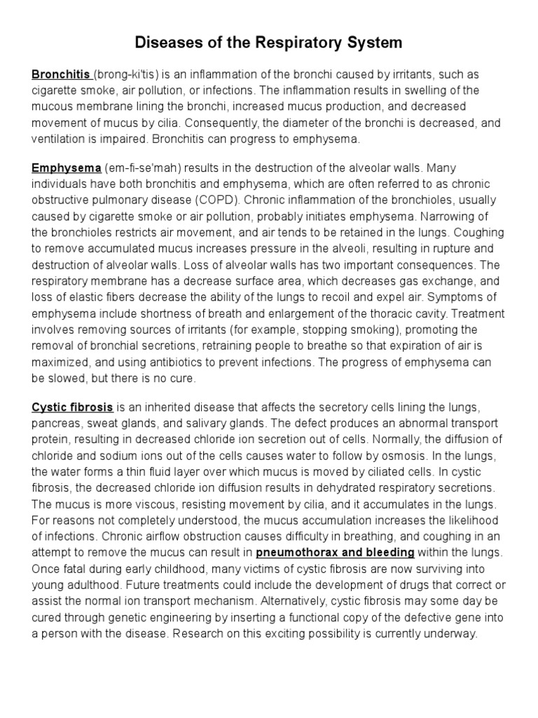 Diseases of The Respiratory System and Circulatory System | PDF ...