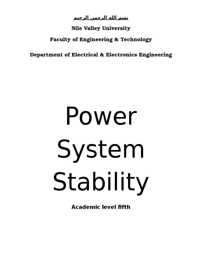 Power System Stability PDF Power (Physics) Engineering