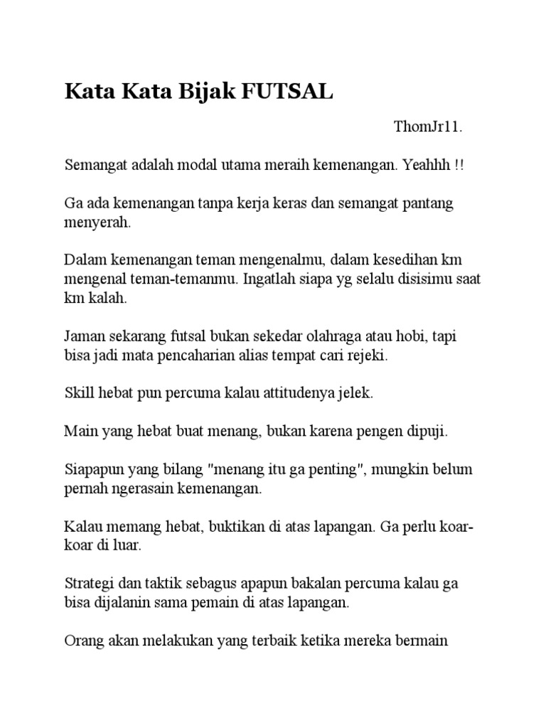 Kata Bijak Futsal Untuk Pacar Kata Kata Mutiara Kata Bijak Futsal Untuk Pacar Kata Kata Mutiara
