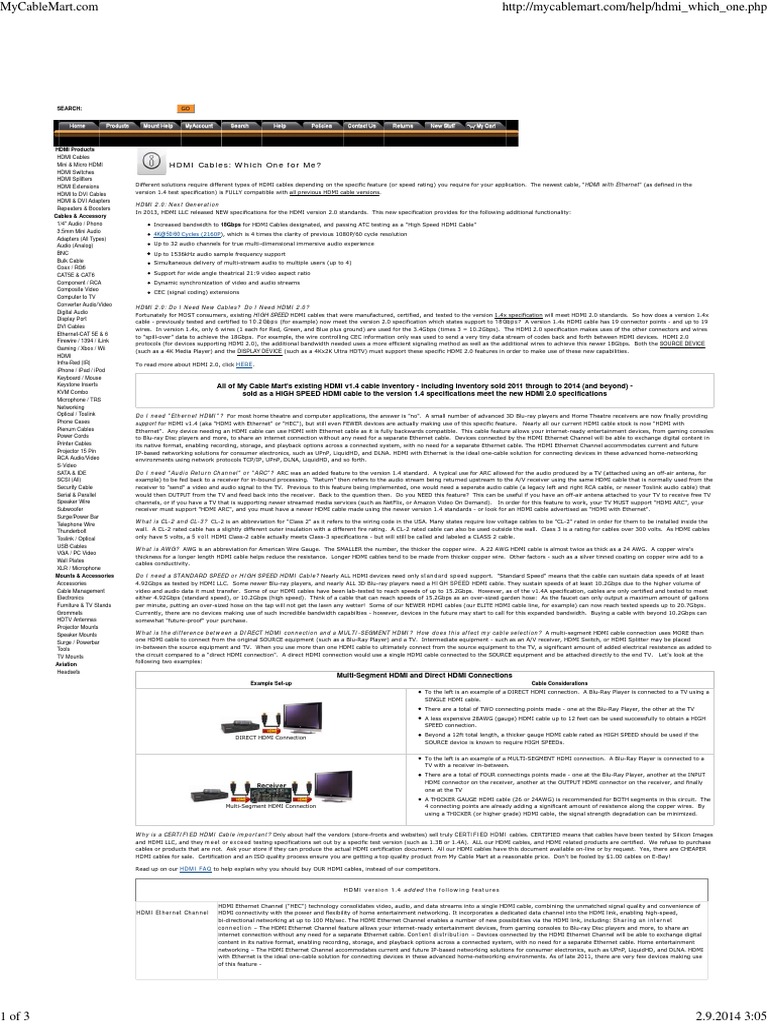 HDMI Cables Explained PDF Hdmi Media Technology