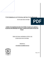 Análisis de la Implementación de la Política Social en el combate a la pobreza del Municipio de Santa Catarina del Estado de San Luis Potosí