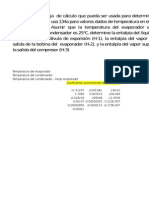 Valores de Presión Entalpía Para R134a