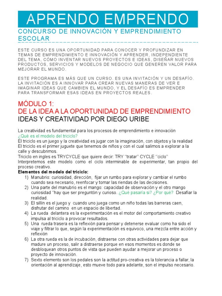 Emprendimiento E Innovacion Pdf Innovación Creatividad