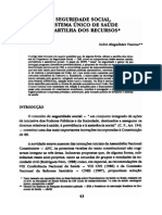 A Seguridade Social, O Sistema Único de Saúd e A Partilha Dos Recursos