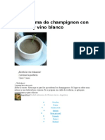 Sopa Crema de Champignon Con Romero y Vino Blanco