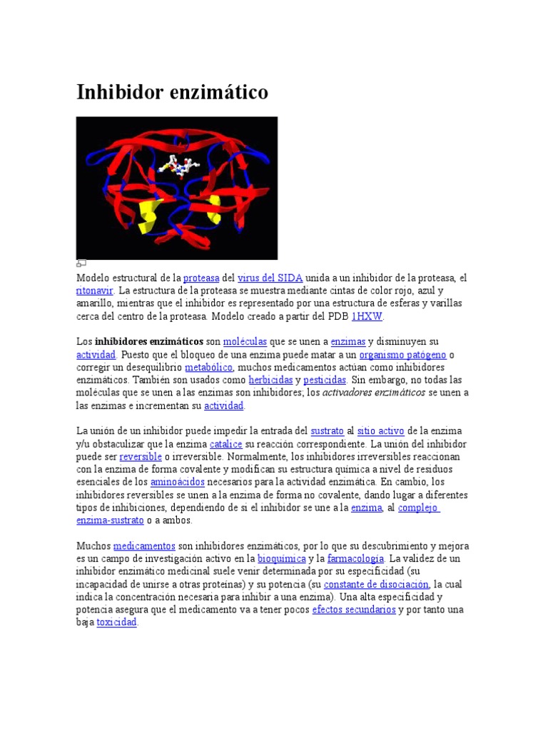 Inhibidor Enzimático | PDF | Inhibidor de la enzima | Enzima