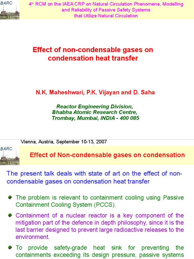 Effect of Noncondensable Gas on Condensation Heat Transfer Heat