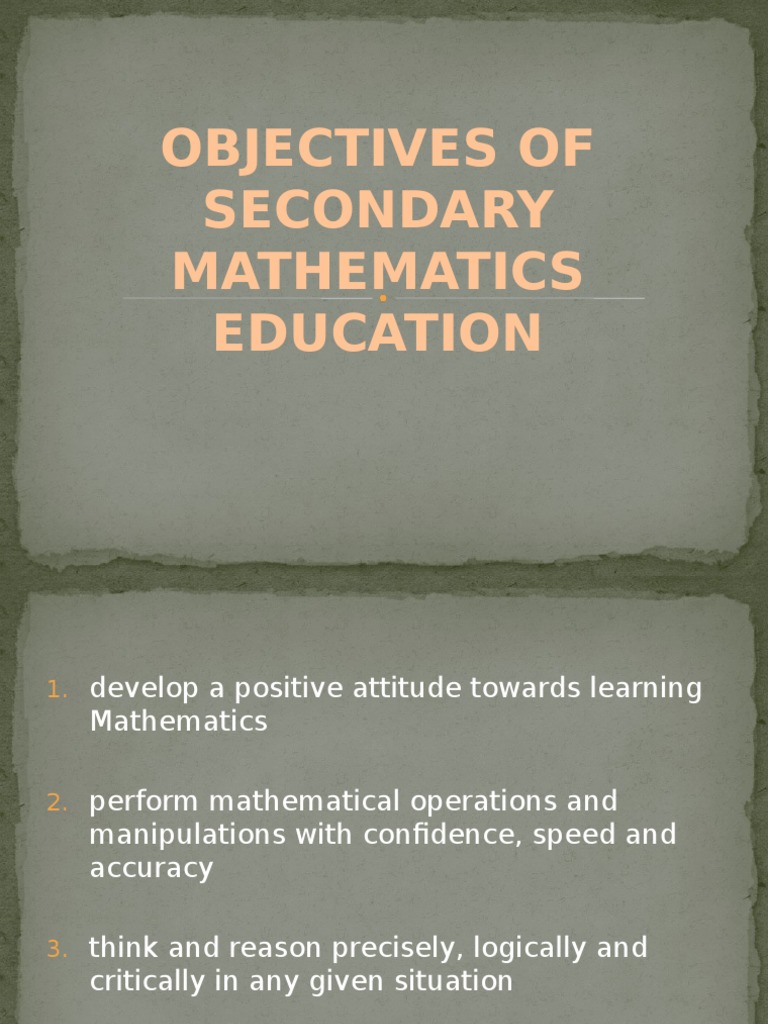 Objectives of Secondary Mathematics Education | PDF