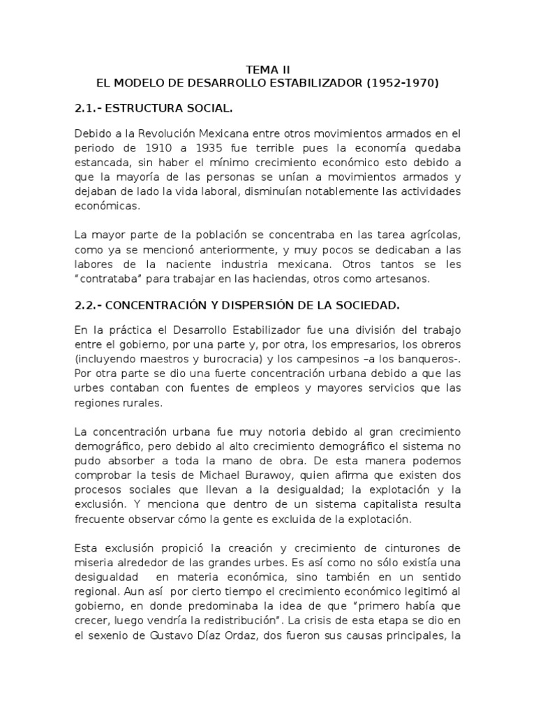 El Modelo de Desarrollo Estabilizador (19521970)