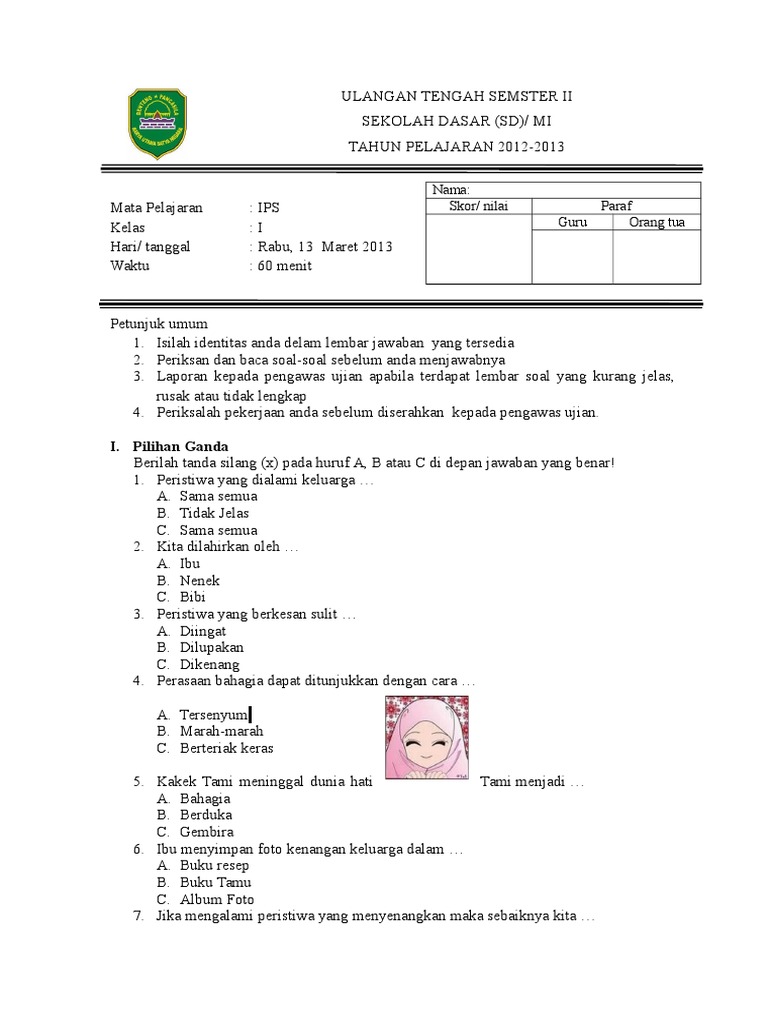 Soal Ips Kelas 1 Sd Semester 2 Letak Rumah Silabus Paud