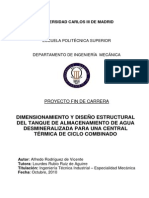 DIMENSIONAMIENTO Y DISEÑO ESTRUCTURAL DEL TANQUE DE ALMACENAMIENTO DE AGUA DESMINERALIZADA PARA UNA CENTRAL TÉRMICA DE CICLO COMBINADO