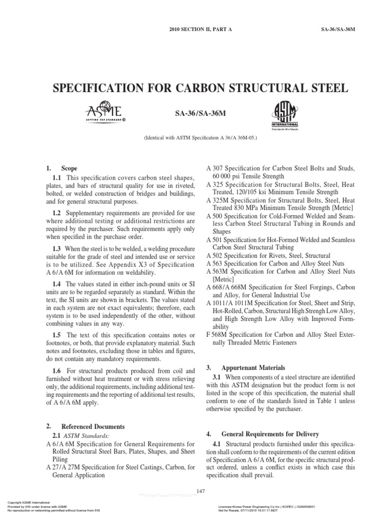 Asme II Part A (A 36) - 2010 | PDF | Structural Steel | Rivet
