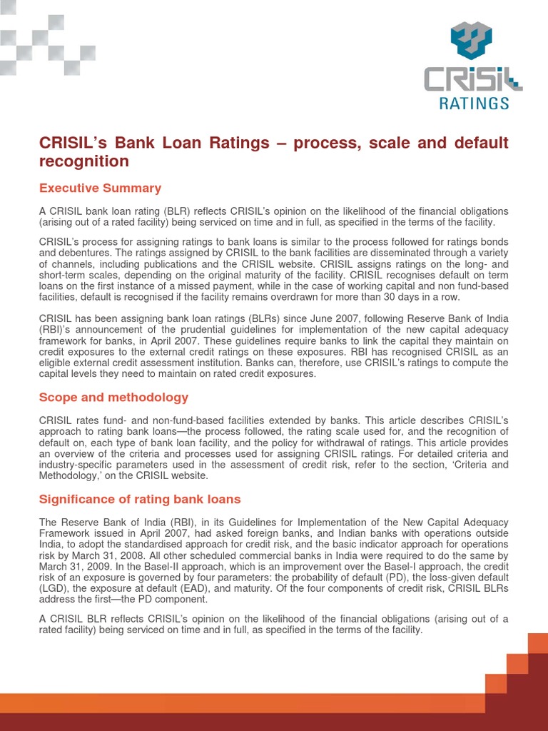 CRISIL Ratings Criteria Rating Bank Loans Jul13 Credit (Finance) Banks