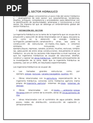 Analisis Del Sector Hidraulico Ingenieria Hidraulica Riego