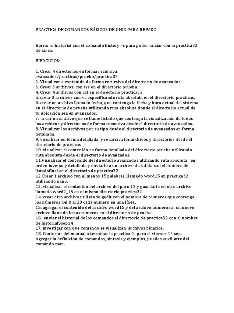 Practica de Comandos Básicos de Unix | PDF | Archivo de computadora ...