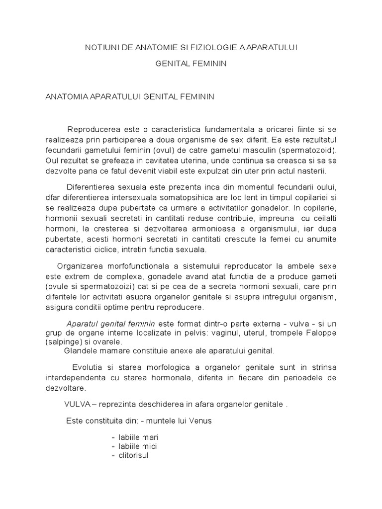 Anatomia Aparatului Genital Feminin | PDF