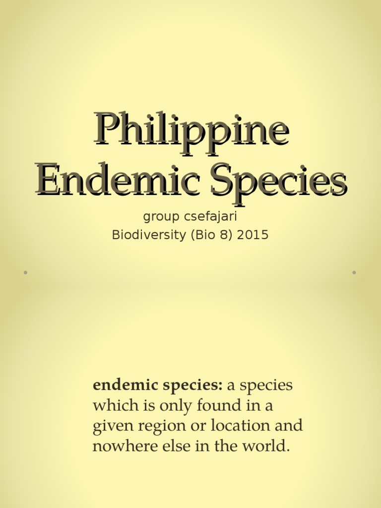 Philippine Endemic Species Overview | PDF | Biodiversity | Conservation ...
