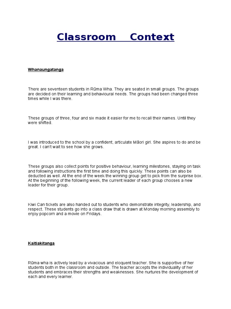 Classroom Context PDF Classroom Learning